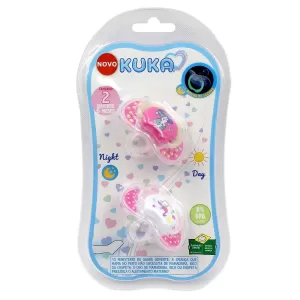 Chupeta Kuka Lumina Night & Day Nº 2 – Rosa – Ref. 2097 – Blister com 2 Unidades