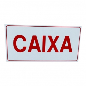 Placa Caixa 15x30cm Fundo Branco com Letra Vermelha – Modelo #P381