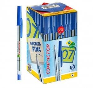 Caneta Compactor 0.7mm Preta – Caixa com 50 Unidades