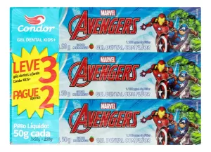 Kit Creme Dental Condor Avengers Kids Morango 150g – Leve 3 Pague 2