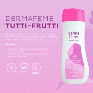 Kit Sabonete Íntimo Dermafeme Teen Tutti Frutti 200ml com 2 Unidades