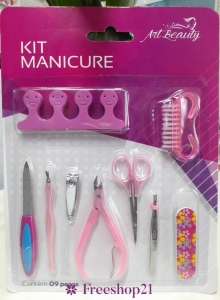 Kit Manicure com Espátula de Cutícula + Pinça de Sobrancelha + Lixa + Escova de Unha