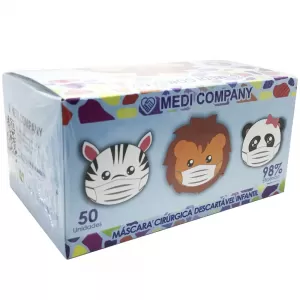 Máscara Descartável Infantil com Elástico – Caixa com 50 Unidades – Medi Company