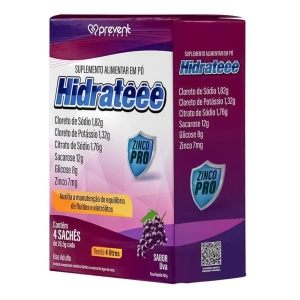 Hidrateee Max Pro Zinco 4 Sachês Sabor Uva - Prevent Pharma