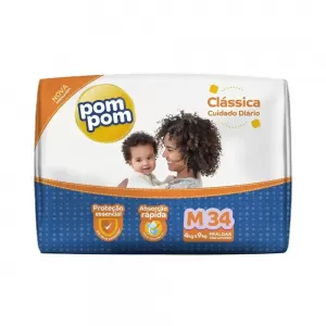 Fralda Pompom Classica M - 34 unidades