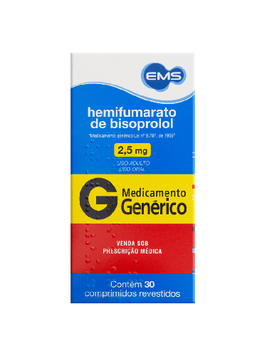 Hemifumarato de Bisoprolol Genérico EMS 2,5mg 30 comprimidos revestidos