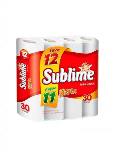 Papel Higiênico Sublime Folhas Simples - 12 unidades
