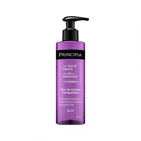 Óleo de Limpeza Demaquilante Principia OL-01 30% Óleo de Girassol + 15% Mix de Tensoativos + 1% Vitamina E 200ml