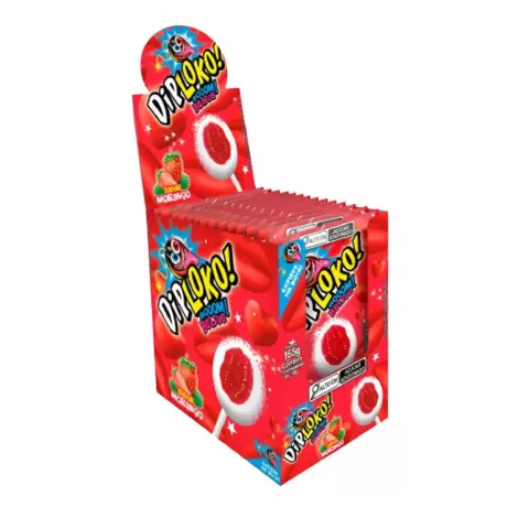 Pirulito Recheado Diploko Boom Sabor Morango 11g