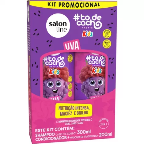 Kit Shampoo 300 ml + Condicionador 200 ml Salon Line #todecacho Kids Uva
