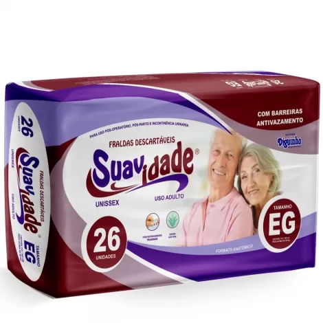 Fralda Geriátrica Suavidade Tamanho EG com 26 Unidades