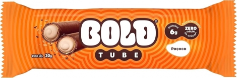 Bold Tube Paçoca 30g – Chocolate Proteico com 6g de Proteína e Zero Açúcar Adicionado
