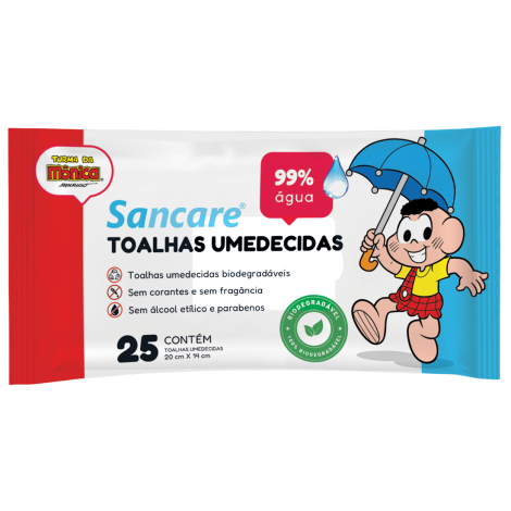 Toalhas Umedecidas Cascão 99% Água com 25 Unidades