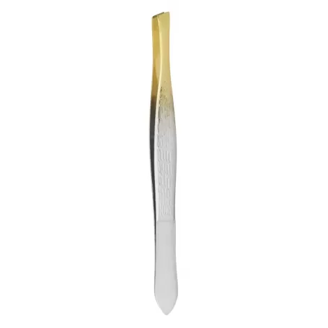 Pinça Global Curva Inox 1048 – Ponta Dourada Profissional