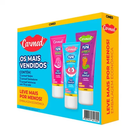 Kit Carmed Fini Oral Care com 3 Géis Dentais 70g