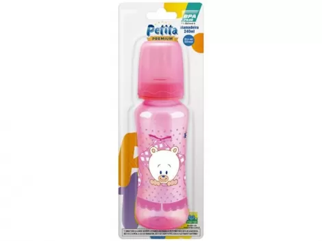 Mamadeira Petita Cinturada Filhotes Rosa 240ml