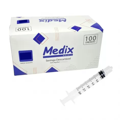 Medix seringa sem agulha 3ml Luer Lock - 1 unidade