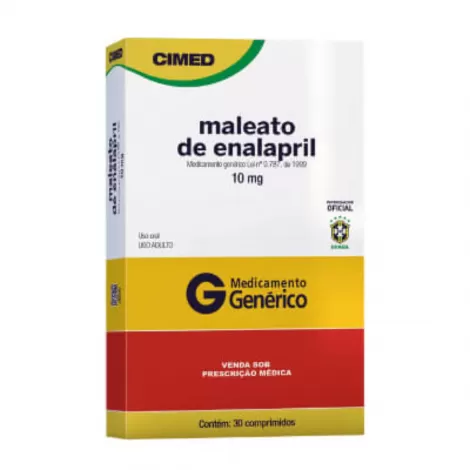 Maleato de Enalapril 10mg Genérico Cimed 30 Comprimidos